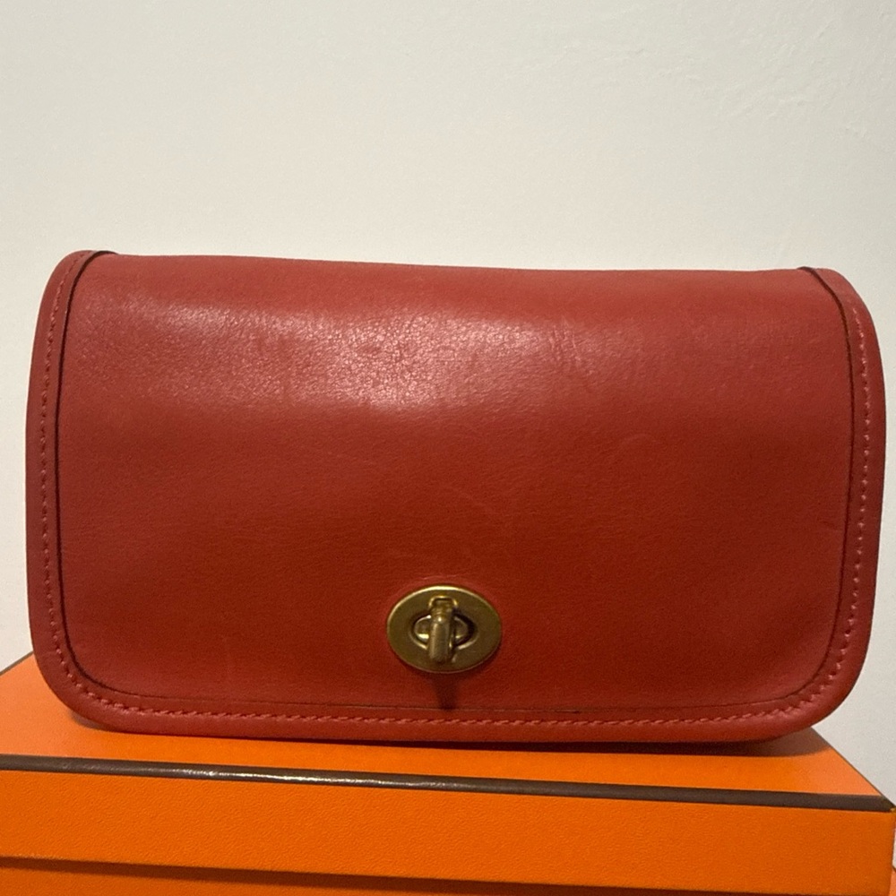 Coach Red Leather Turn-Lock Crossbody Bag